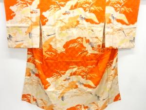 アンティーク　綸子鶴模様刺繍長襦袢